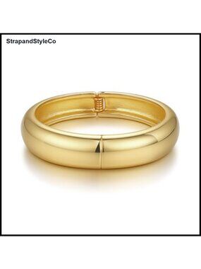 14K Gold Plated Chunky Hinged Cuff Bangle Bracelet for Women Jewelry Gift